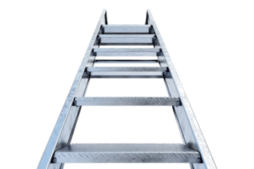 A Gleaming Metal Ladder Ascending Towards An Unseen Future, Symbolizing Ambition And The Journey To Success, Captured In Sharp Detail Against A Bright Isolated on Transparent Background