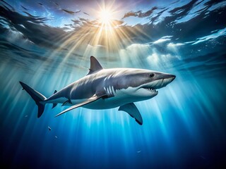 Fototapeta premium Majestic Great White Shark Ocean Predator Wildlife Marine Animal Underwater Photo