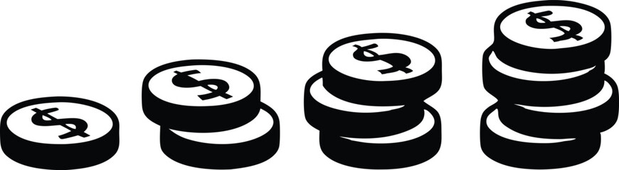 Coin icon. Profit growth icon. Vector