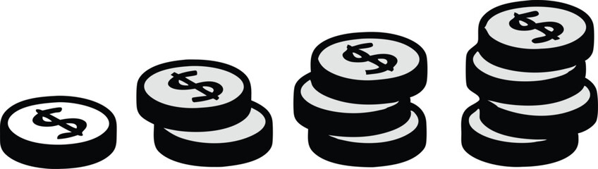 Coin icon. Profit growth icon. Vector