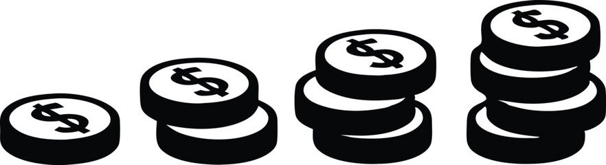 Coin icon. Profit growth icon. Vector