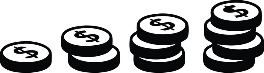 Coin icon. Profit growth icon. Vector