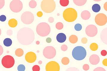 Vibrant polka dotted background with multicolored dots in various sizes scattered randomly on a pastel pink and white gradient surface.