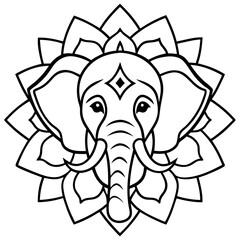 Elephant Mandala Vector Illustration – Symbol of Wisdom and Strength. Generative AI.