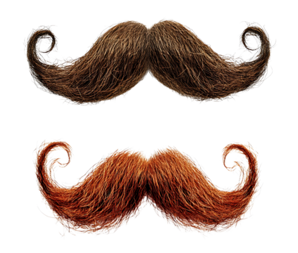Set of elegant vintage styled mustache and beard combination isolated on a white or transparent background.