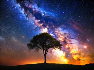 Majestic Milky Way Silhouette at Night - Dark Sky Landscape Photography