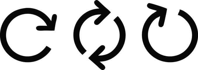 Reload arrow collection on white background. Vector illustration