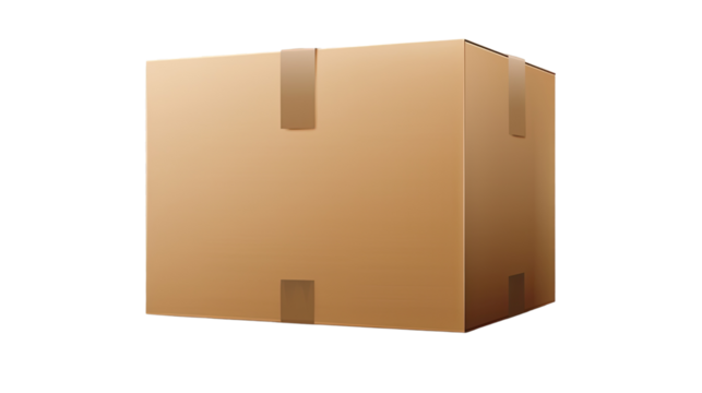 The Unmarked Box: A simple, unassuming cardboard box stands ready, its plain exterior hinting at hidden contents and journeys yet to begin.