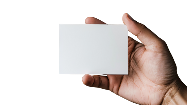 Blank Business Card in Hand: A close-up shot of a hand holding a blank business card, offering a versatile visual for representing personal branding or communication concepts.