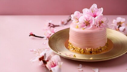 Naklejka premium 桜のモンブランケーキ