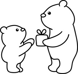 Bear Fathers Day,cute bear family celebrating together, with parent bear giving gift to small bear, expressing love and joy