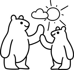 Bear Fathers Day,Bears enjoying sunny day, sharing joyful moment together under sun and clouds