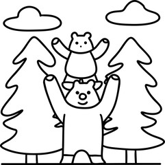 Bear Fathers Day,Cuddly bear family enjoying nature together, showcasing love and joy in playful moment
