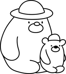 Bear Fathers Day,Cute bear illustration with parent and child, both wearing hats, showcasing loving bond