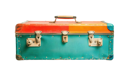 Vintage Trunk: A weathered vintage trunk, a time capsule of travel memories, stands as a symbol of journey, with a captivating blend of colors and classic hardware.