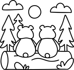 Bear Fathers Day,Cuddly bears enjoy peaceful moment in nature, surrounded by trees and bright sun