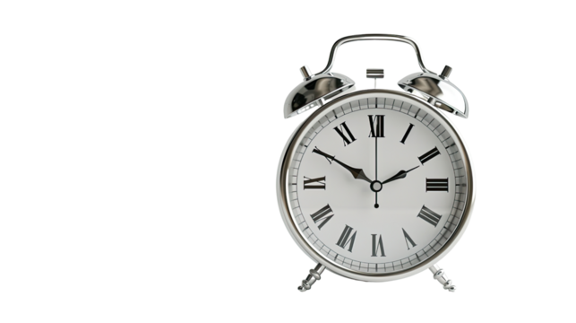Vintage Alarm Clock: A classic, old-fashioned alarm clock, its face showing the time. Capturing the essence of timekeeping.