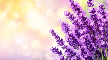 Naklejka premium Beautiful sprigs of blooming purple flowers with a blurry background