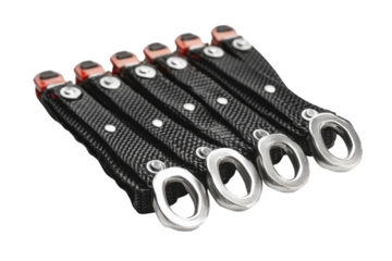 Sleek Black Carbon Fiber Tools With Silver Accents, Arranged Neatly, Showcasing Precision Engineering And Modern Design Isolated on Transparent Background