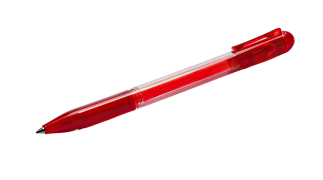 Red Pen on the ready: A vibrant red pen poised for action, a symbol of writing, creativity and productivity in a world of ideas and expression.