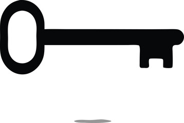 Key black icon with shadow. Vector illustration