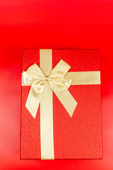 The bow on the red gift box