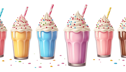 Colorful Animated Milkshake with Whipped Cream and Sprinkles