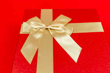 The bow on the red gift box