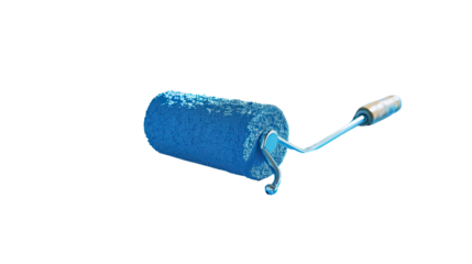 Blue Paint Roller: A close-up shot of a vibrant blue paint roller, ready to bring color and freshness.