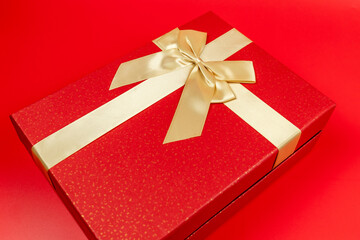 The bow on the red gift box