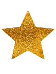 golden christmas star. Holiday icon, sticker, sublimation, clip art.