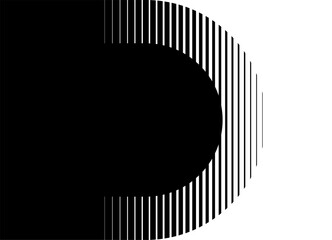 Smooth vector transition from black to white. Striped pattern of thin lines. Semicircular design element. Trendy vector background for covers, advertising, packaging.