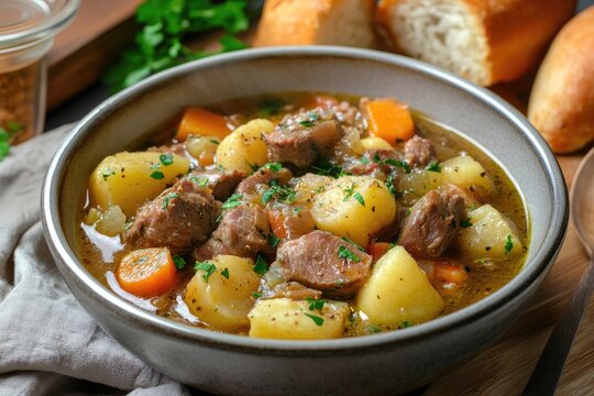 A bowl of tharid with bread soaked in lamb stew
