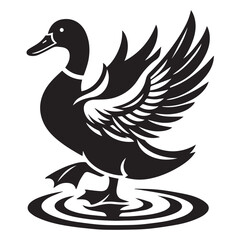 Obraz premium Duck silhouette black and white vector icon