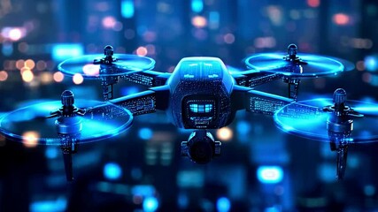 A futuristic drone with neon lights, suitable for tech blogs and gadget reviews.

