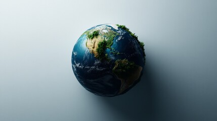 Fototapeta premium Detailed Earth Globe Render showcasing diverse ecosystems and blue oceans