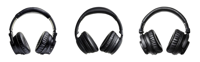 Fototapeta premium Set of high-fidelity studio headphones with cushioned ear pads isolated on a white or transparent background.