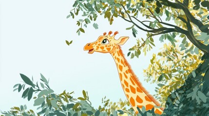 Obraz premium Happy Giraffe in Greenery