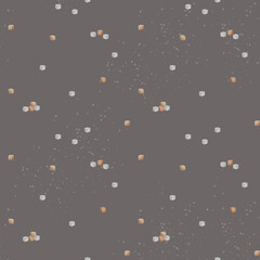 Pattern with watercolor illustrations retro wooden cubes on a colored gray background. Seamless print in vintage style for design, fabric, children's clothes, textiles, packaging, cards