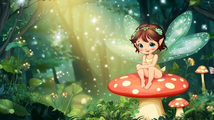 Fototapeta premium Enchanted Forest Fairy Scene