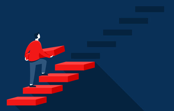 Personal development - character climbing upstairs