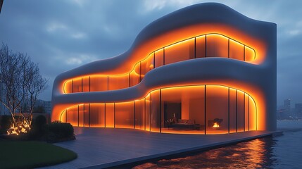 Fototapeta premium Villa outdoor lighting modern design high resolution background