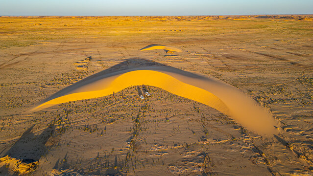 Aerial of a beautiful sand dune in the Tibesti Mountains