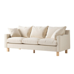 Fototapeta premium Cozy Cream Sofa with Plush Cushions in Modern Living Room Setting