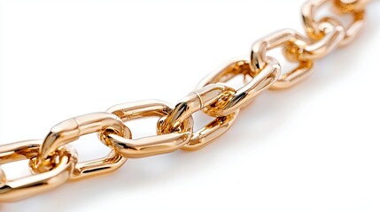 Fototapeta premium Golden chain lying in waves on a white background . 