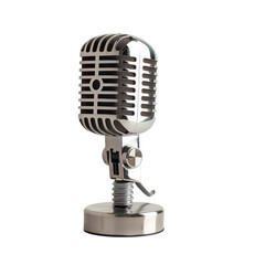 Vintage Microphone on Stand with Classic Design for Radio and Music Recording Use