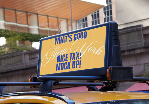 Taxi Top Led Advertising Mockup in New York City
