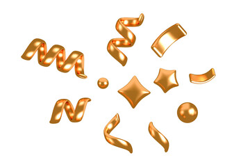 set of 3d  onfetti popper flying isolated on white, confetti, party, christmas, birtday