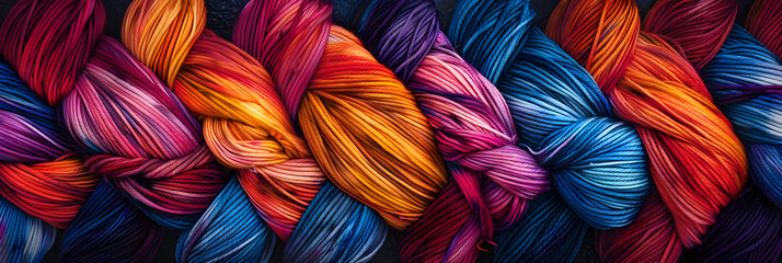Intricate Yarn Texture Pattern with Vibrant Hues and Symmetrical Design Evoking Warmth and Comfort