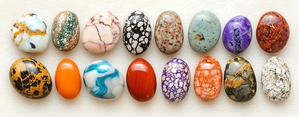 Colorful gemstone collection on display natural lighting photograph